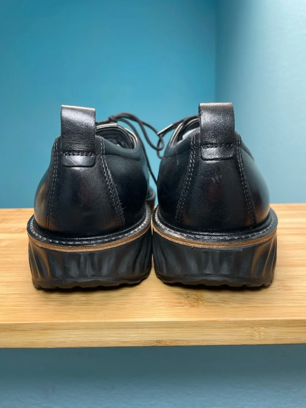 Ecco ST.1 Hybrid Derby Leather Shoes Black EU 46 Men's US 12 12.5 Lace Up EUC!